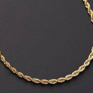 Gold Rope Chain Necklace for Men: 22"