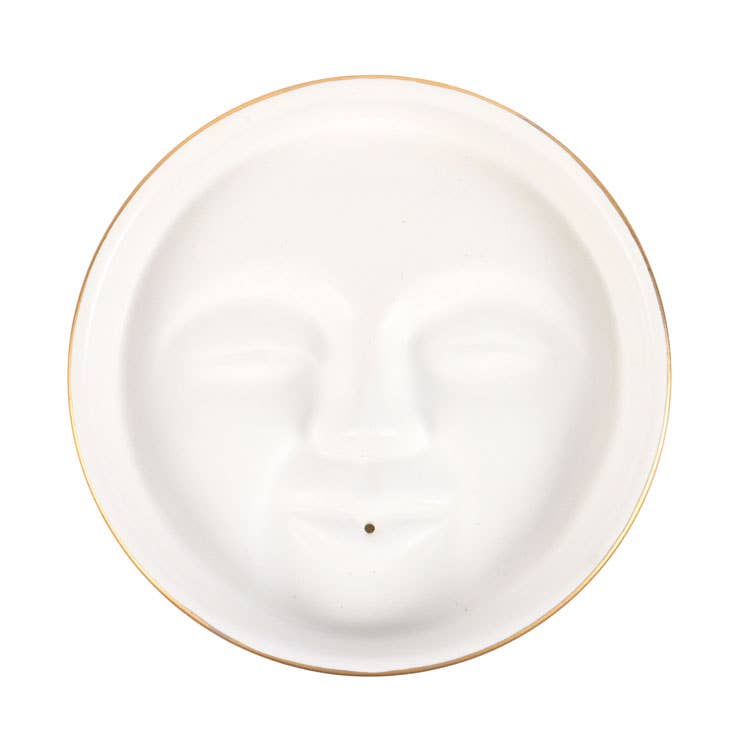 Something Different Wholesale - White Moon Face Incense Stick Holder