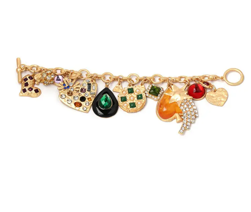 HoopLa Style - Loads Charm Bracelet- Hearts and Stones