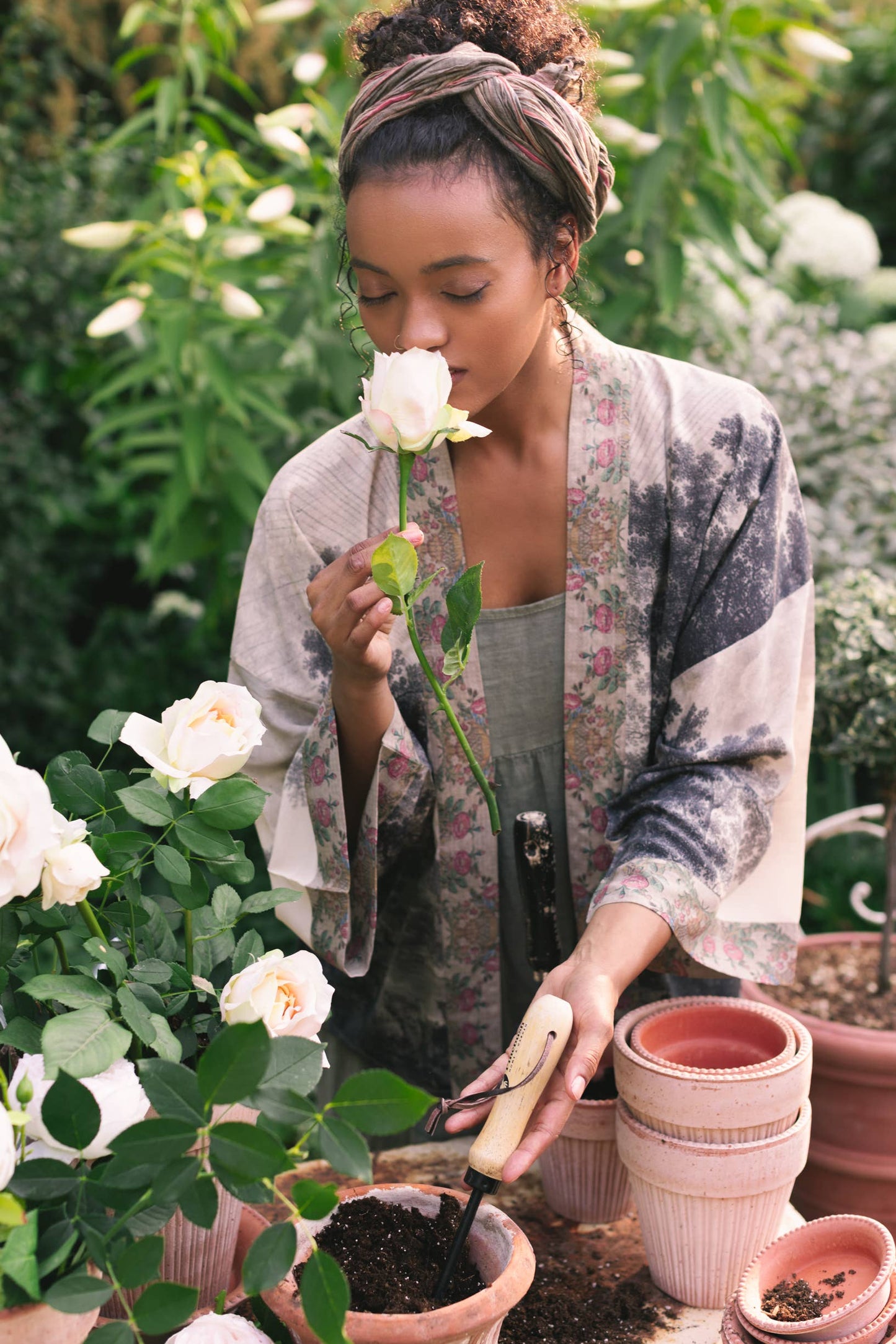 Still I Rise Cropped Bamboo Kimono Cardigan with Landscape