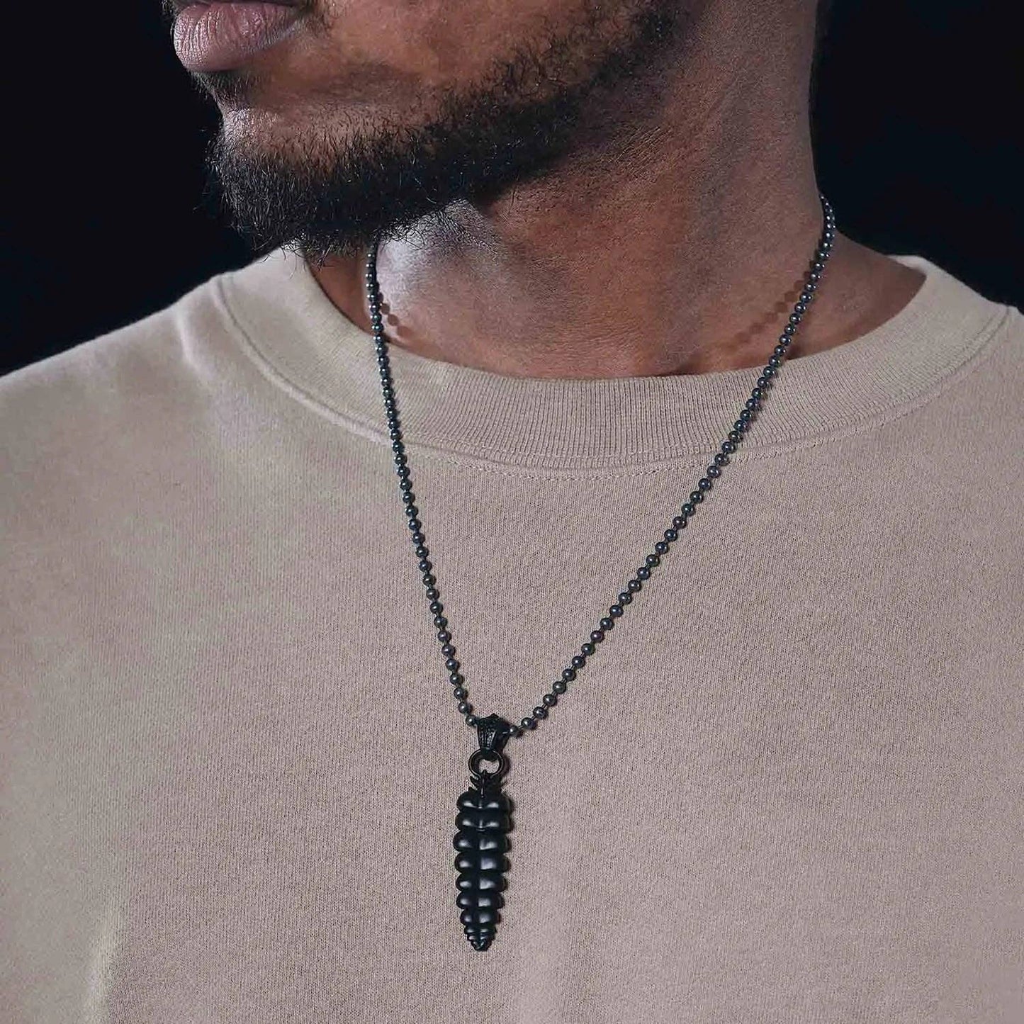 Rattlesnake Tail Pendant Black Chain