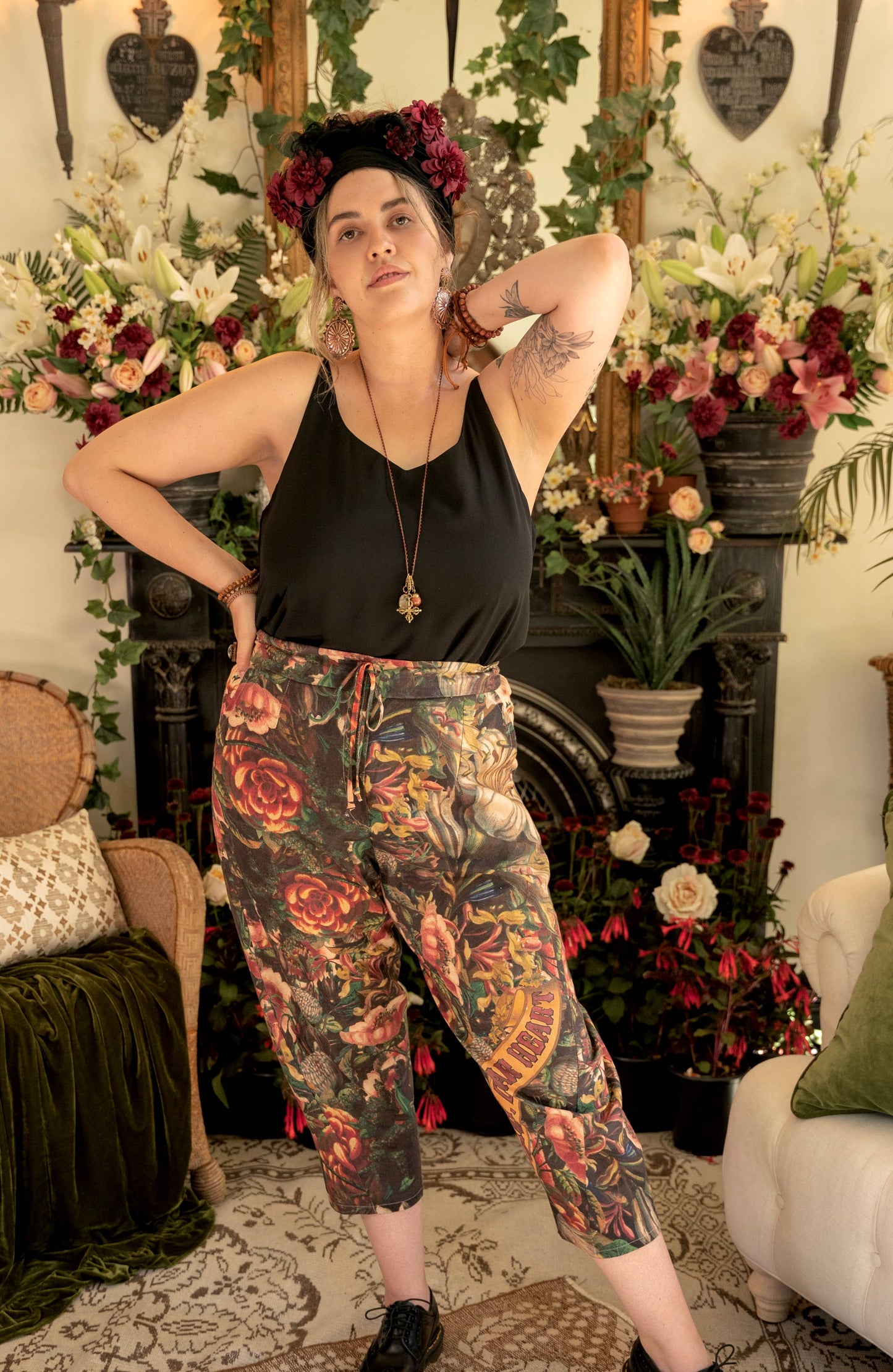 Courage Dear Heart Boho Linen Cropped Artist Pants