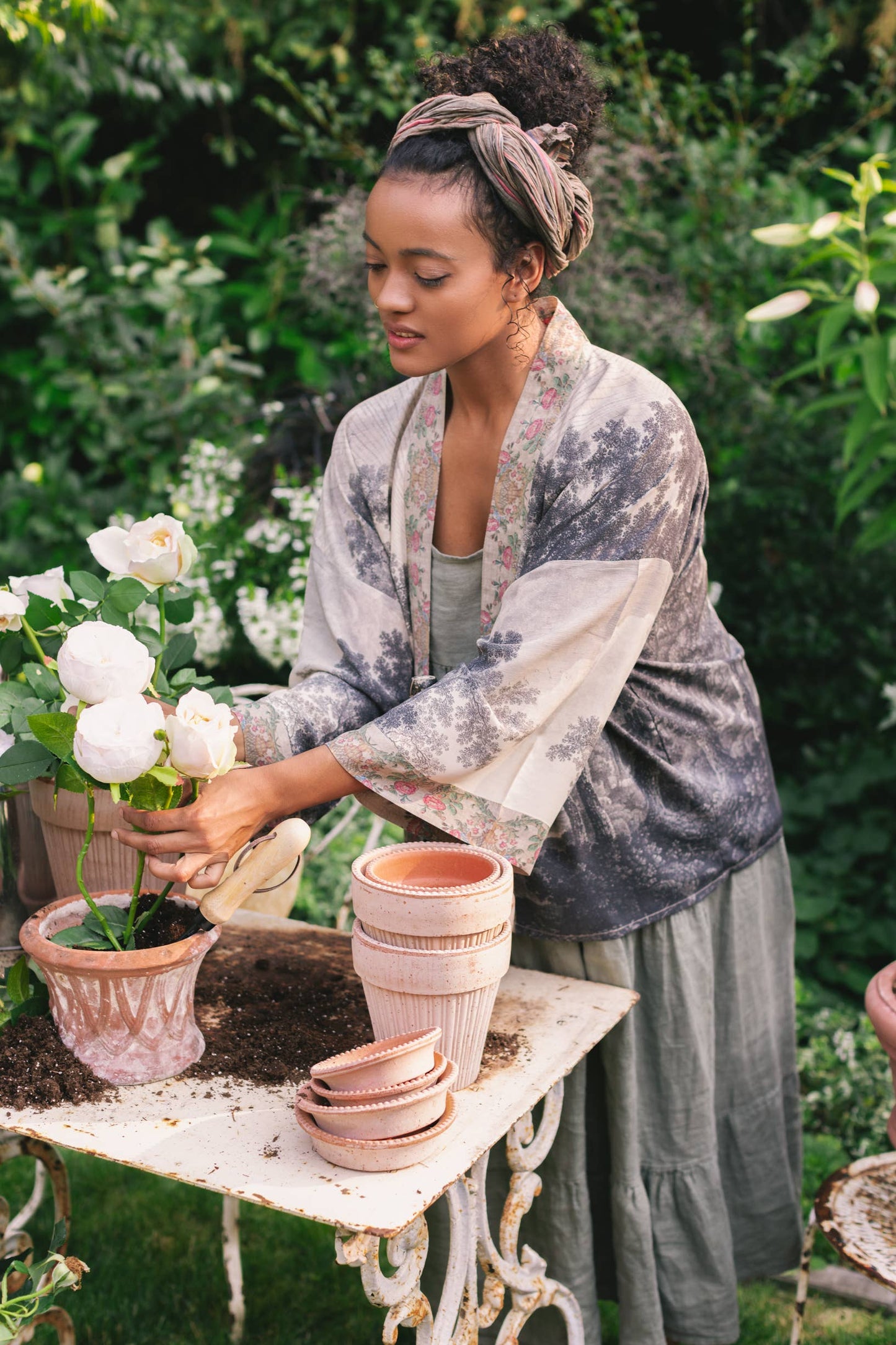 Still I Rise Cropped Bamboo Kimono Cardigan with Landscape