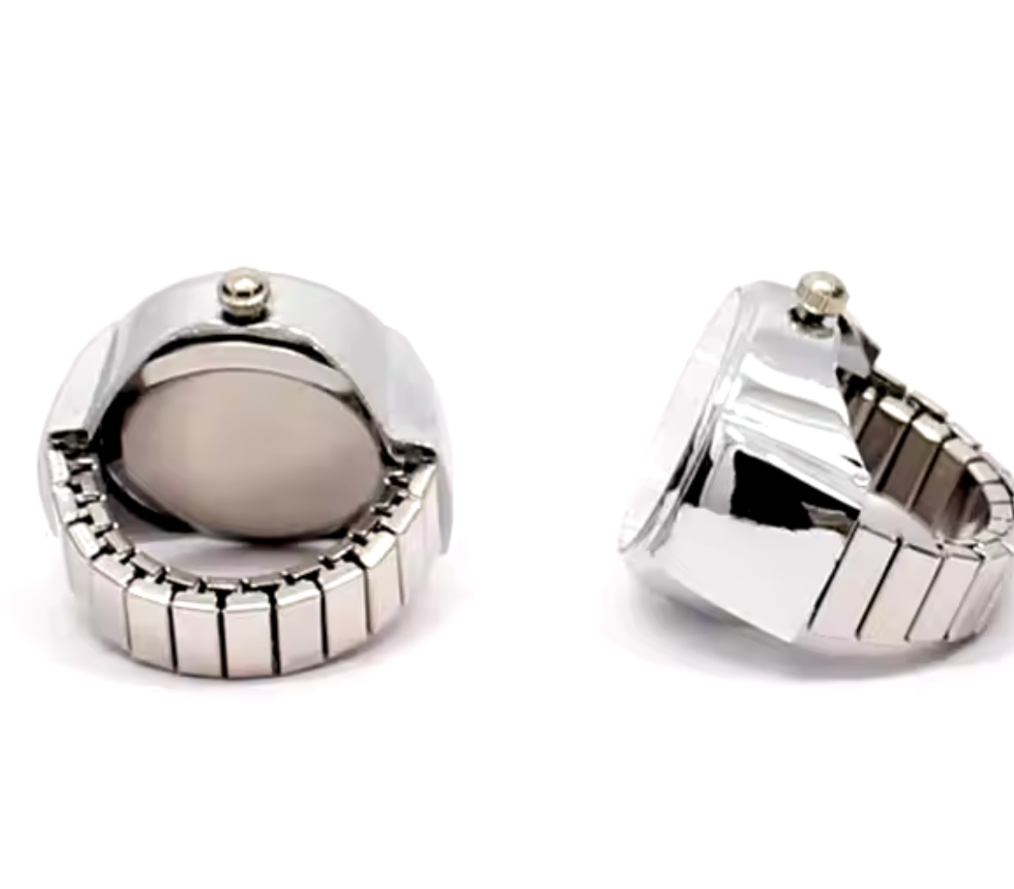 HoopLa Style - Watch Ring- Stainless Steel- Quartz Stretch Ring- Gift Box: Yellow Gold