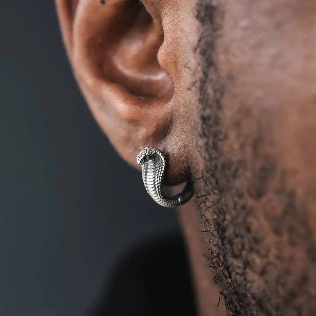 Cobra Earrings: Oxidized Silver