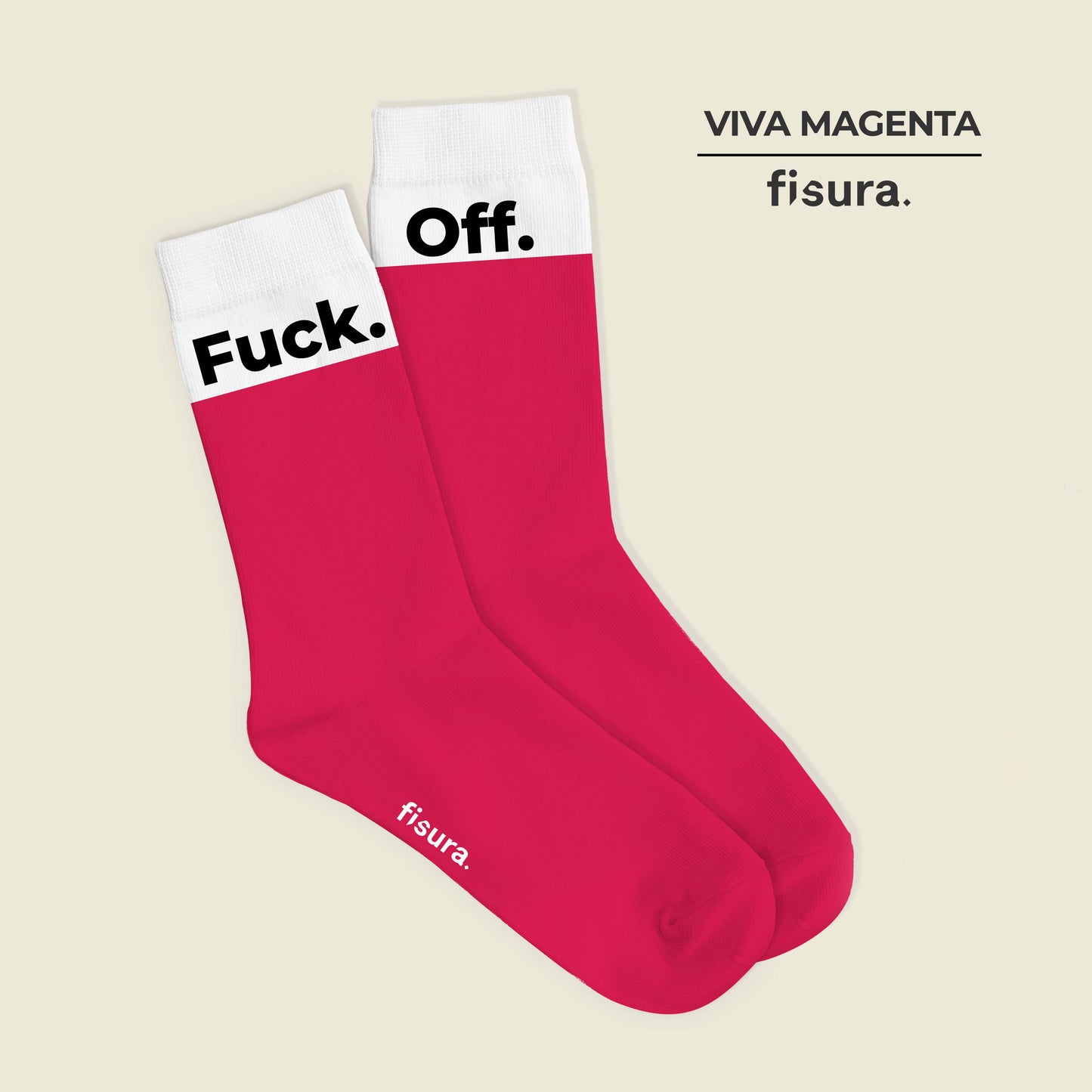 Fisura - Pair of Viva Magenta “Fuck Off” socks