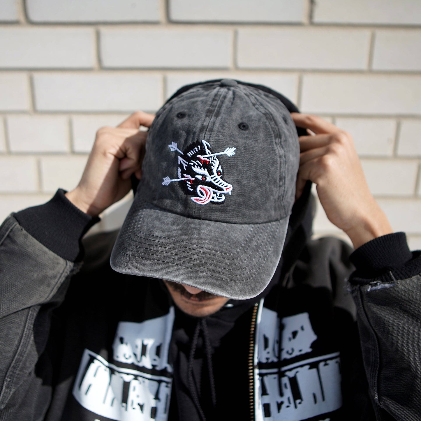 Wolf Dad Hat: Washed Black