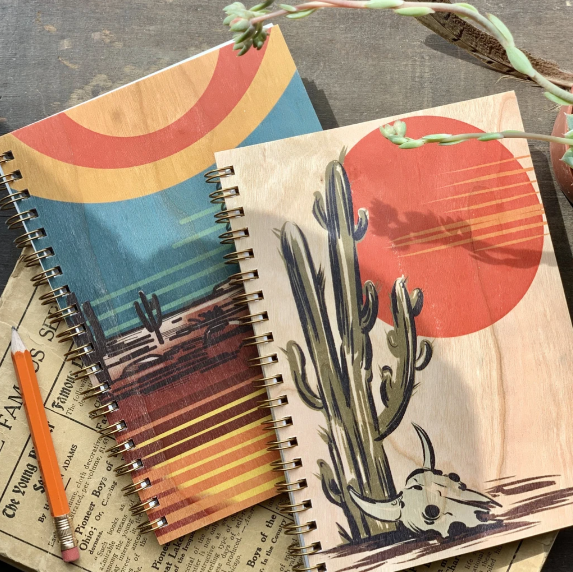 Spitfire Girl - Wood Notebook - Desert Sunset