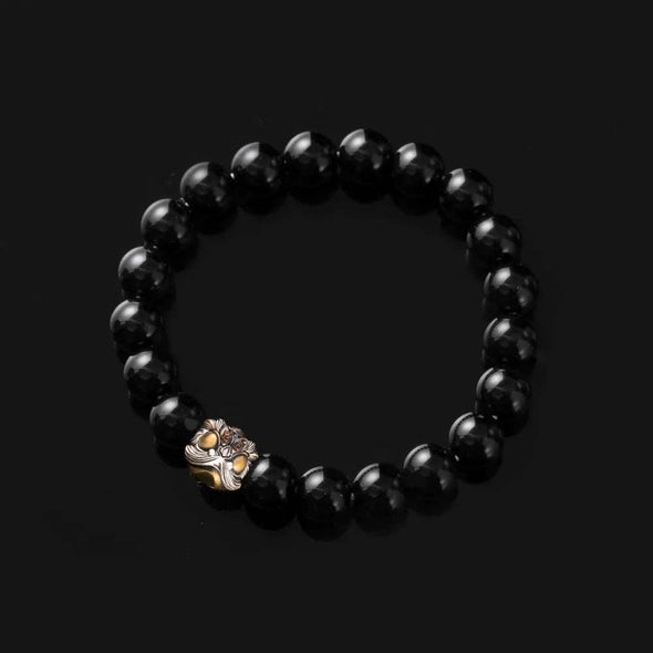 Dancing Lion Bead Bracelet: Oxidized Silver / Hericium Beads / 20pcs(Beaded)