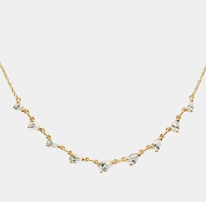 HoopLa Style - Solitaire Collection- Steel 14K gold Necklace-layering : Waterfall Choker