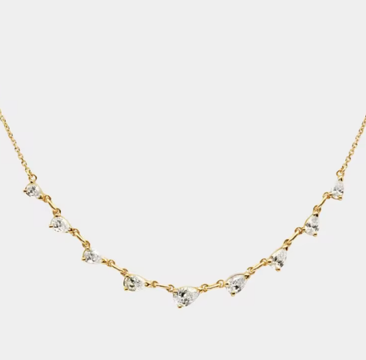 HoopLa Style - Solitaire Collection- Steel 14K gold Necklace-layering : Waterfall Choker