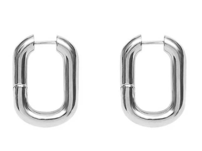 HoopLa Style - Classic PaperClip Puffy Hoop- Steel Hypoallergenic: Yellow Gold