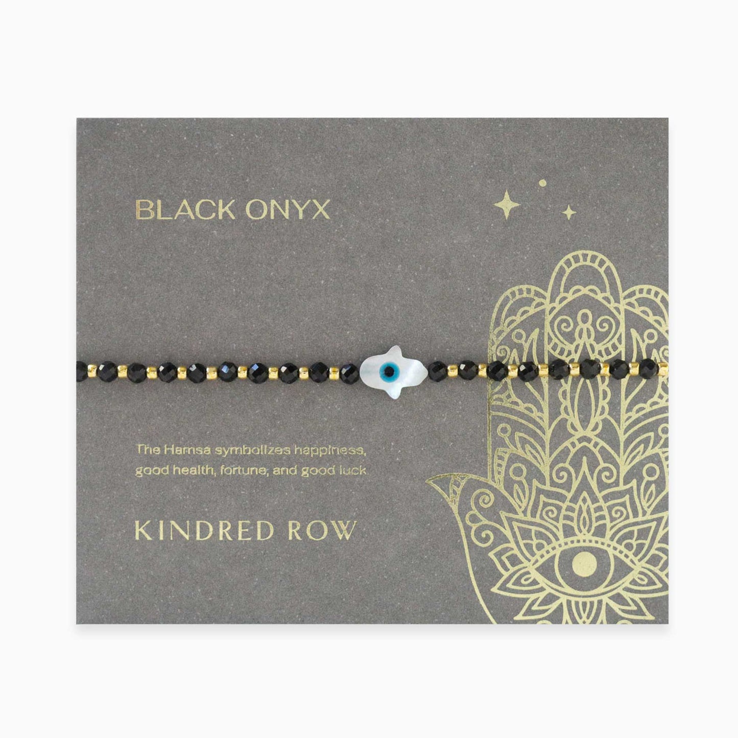 Hamsa Gemstone Bracelet, Black Onyx