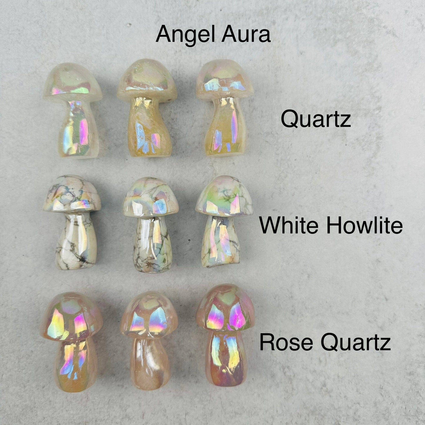 Rock Paradise - Gemstone Angel Aura Crystal Mushrooms - You Choose Stone: Angel Aura Rose Quartz