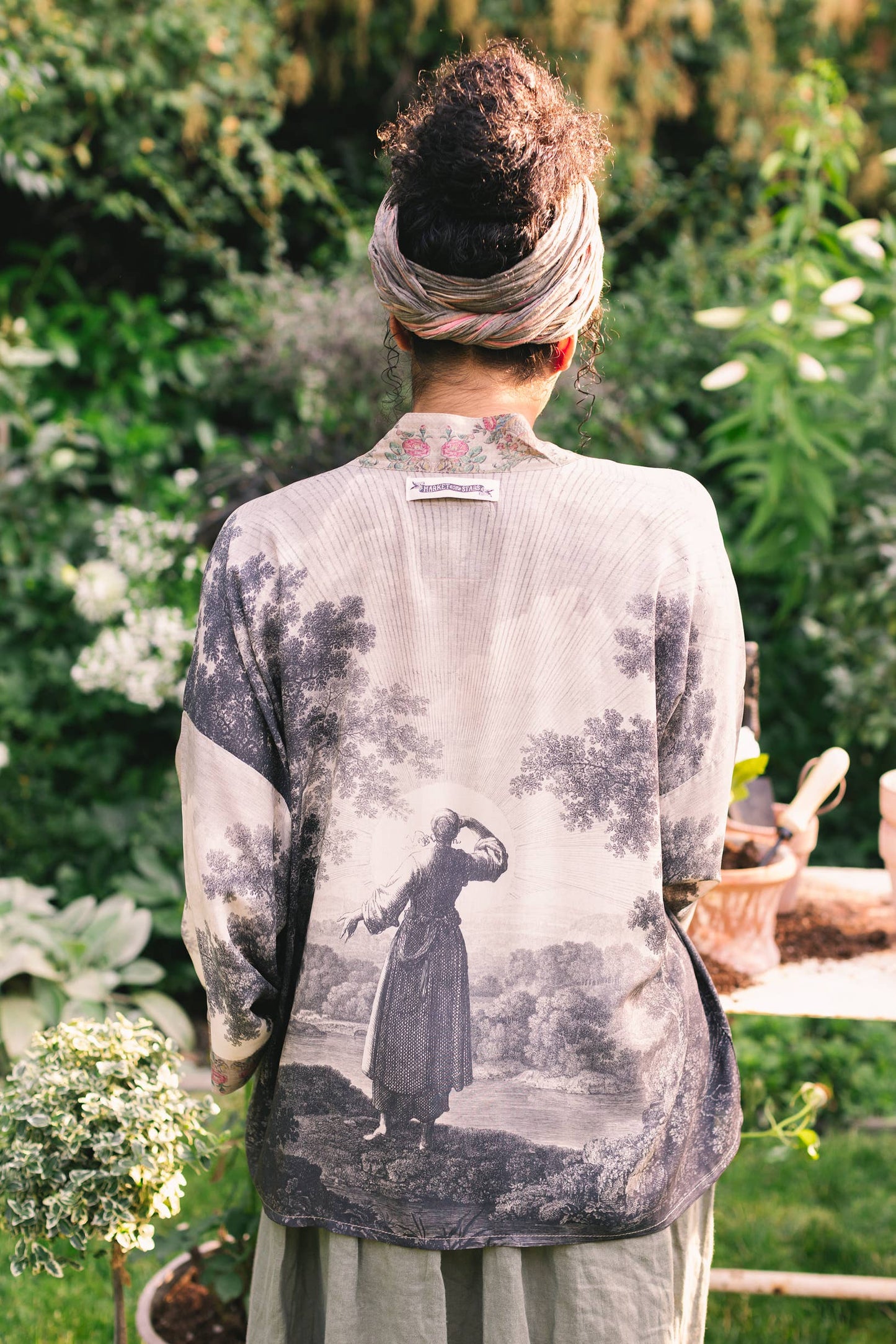 Still I Rise Cropped Bamboo Kimono Cardigan with Landscape