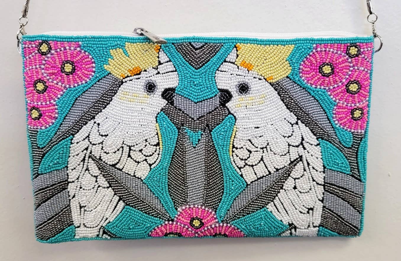 Ricki designs - BEADED TWO BIRDS CLUTCH