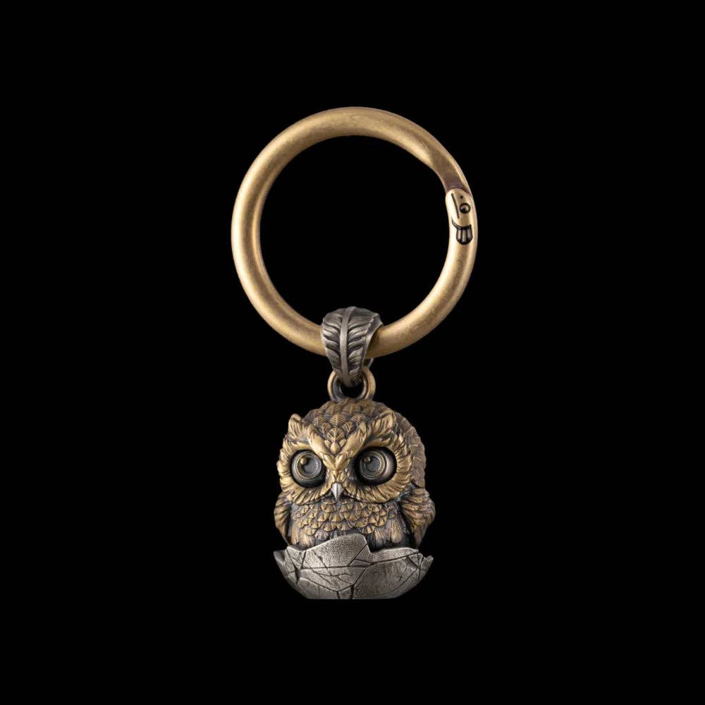 Owl Fidget Pendant: 18" / Brass / 4mm Black Ball Chain