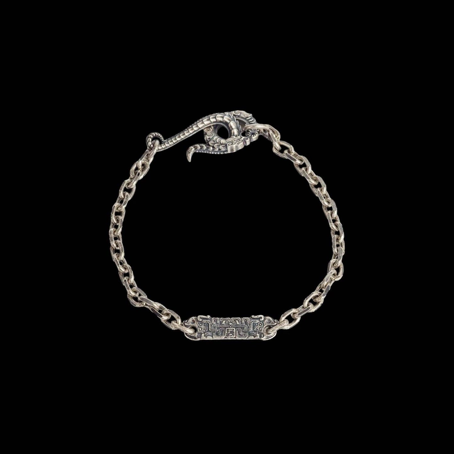 TaoTie Chain Bracelet - 4mm: Oxidized Silver / 8"