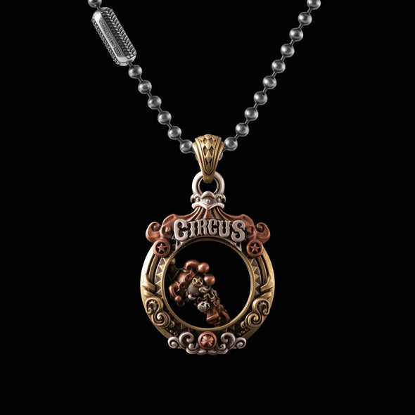 Circus Pendant: 21" / Brass / 4mm Black Ball Chain