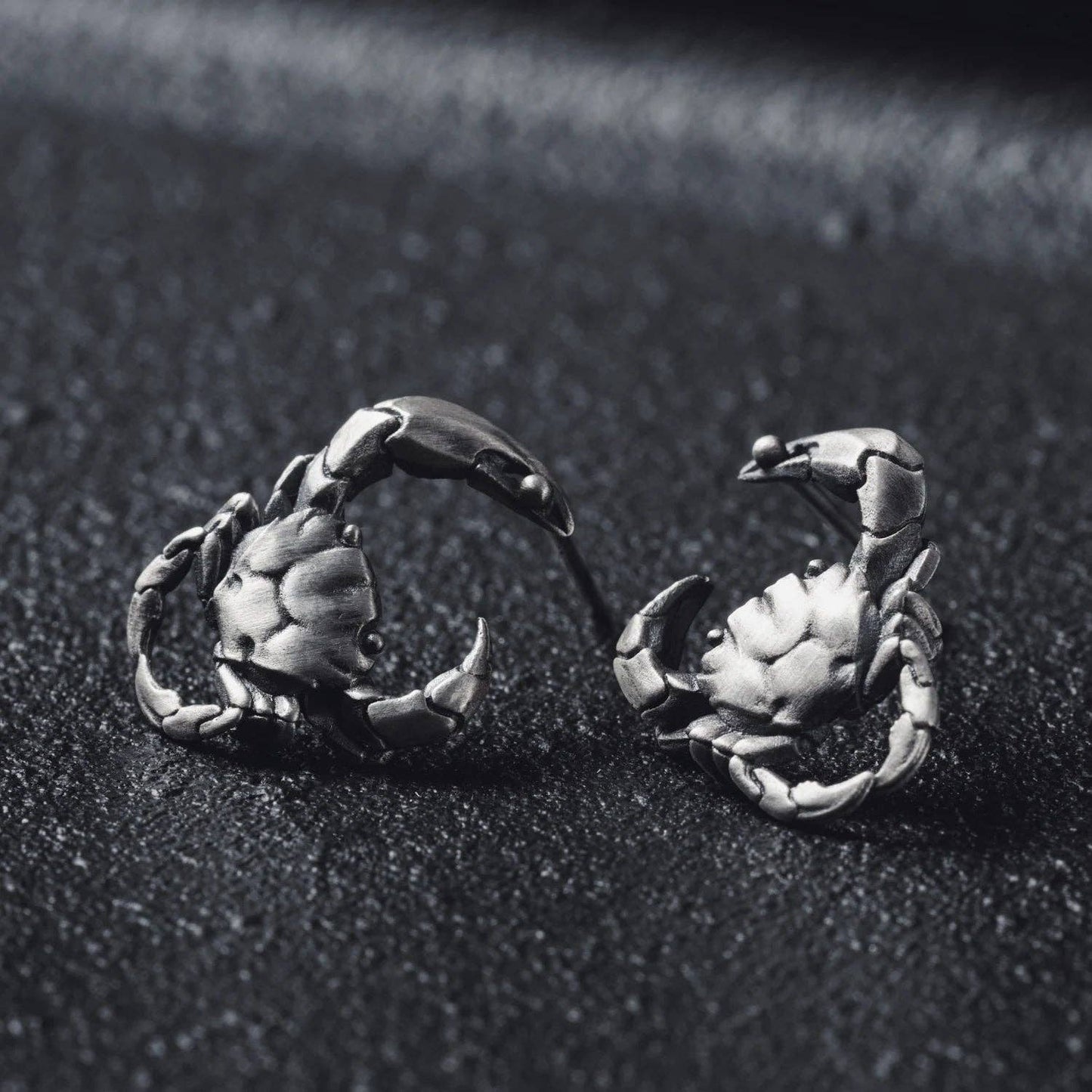 Coppertist.wu - Crab Earrings: Oxidized Silver