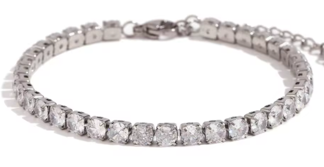 HoopLa Style - Tennis Bracelet  Stainless Steel Zircon: Silver / 4mm