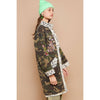 Oversized camo print crochet detail jacket: CAMO