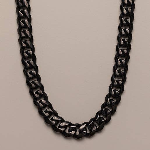 9mm Black Miami Cuban chain in black 316L Stainless Steel: 20"