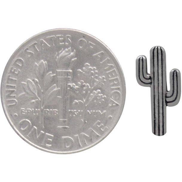 Cactus Post Earrings 12x6mm: Recycled Sterling Silver