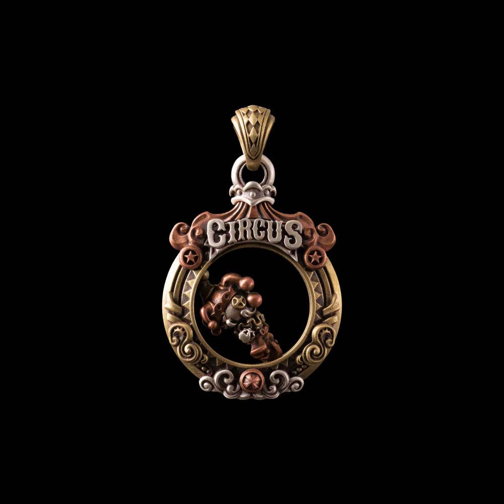 Circus Pendant: 21" / Brass / 4mm Black Ball Chain