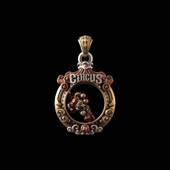 Circus Pendant: 21" / Brass / 4mm Black Ball Chain