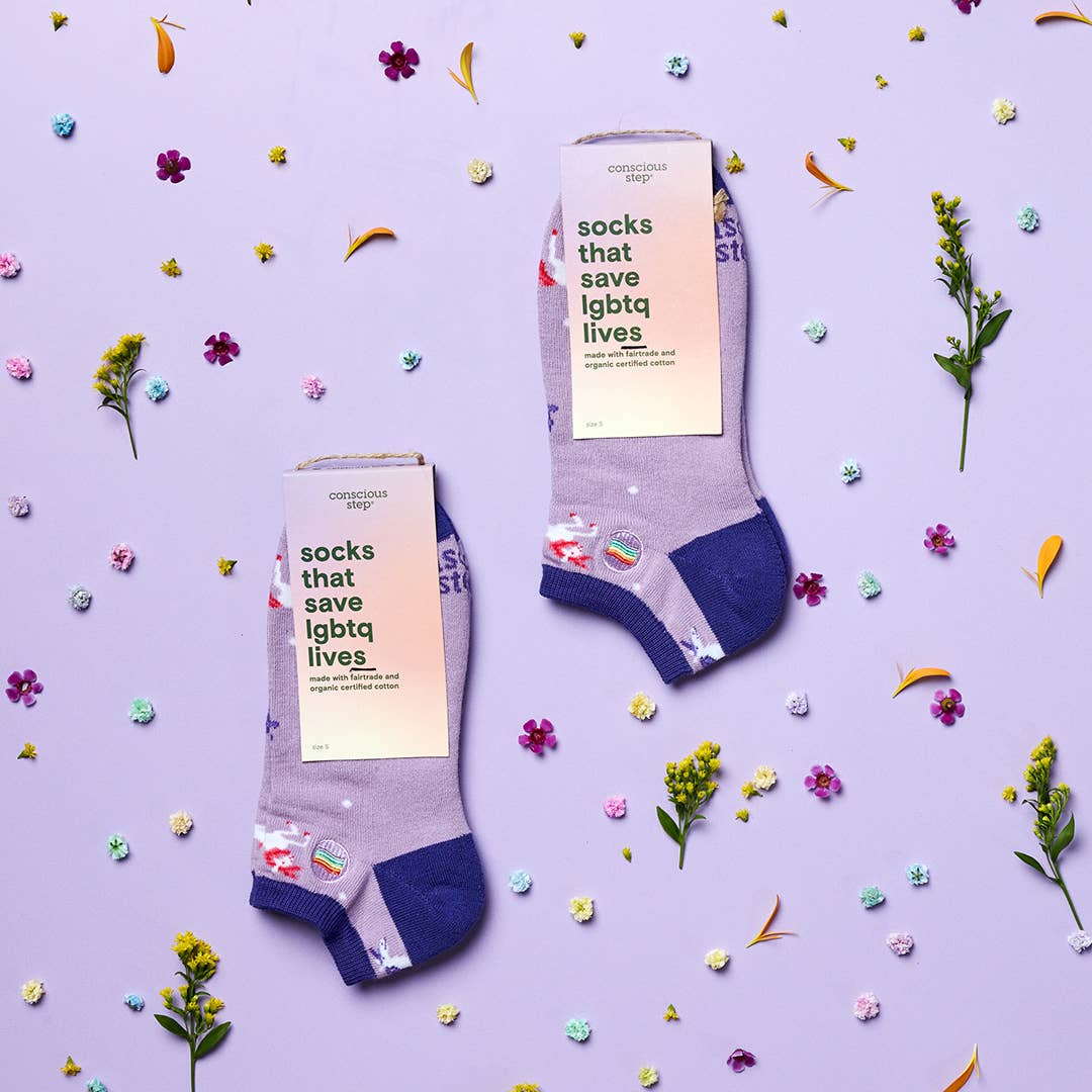 Ankle Socks that Save LGBTQ Lives (Purple Unicorns): Small