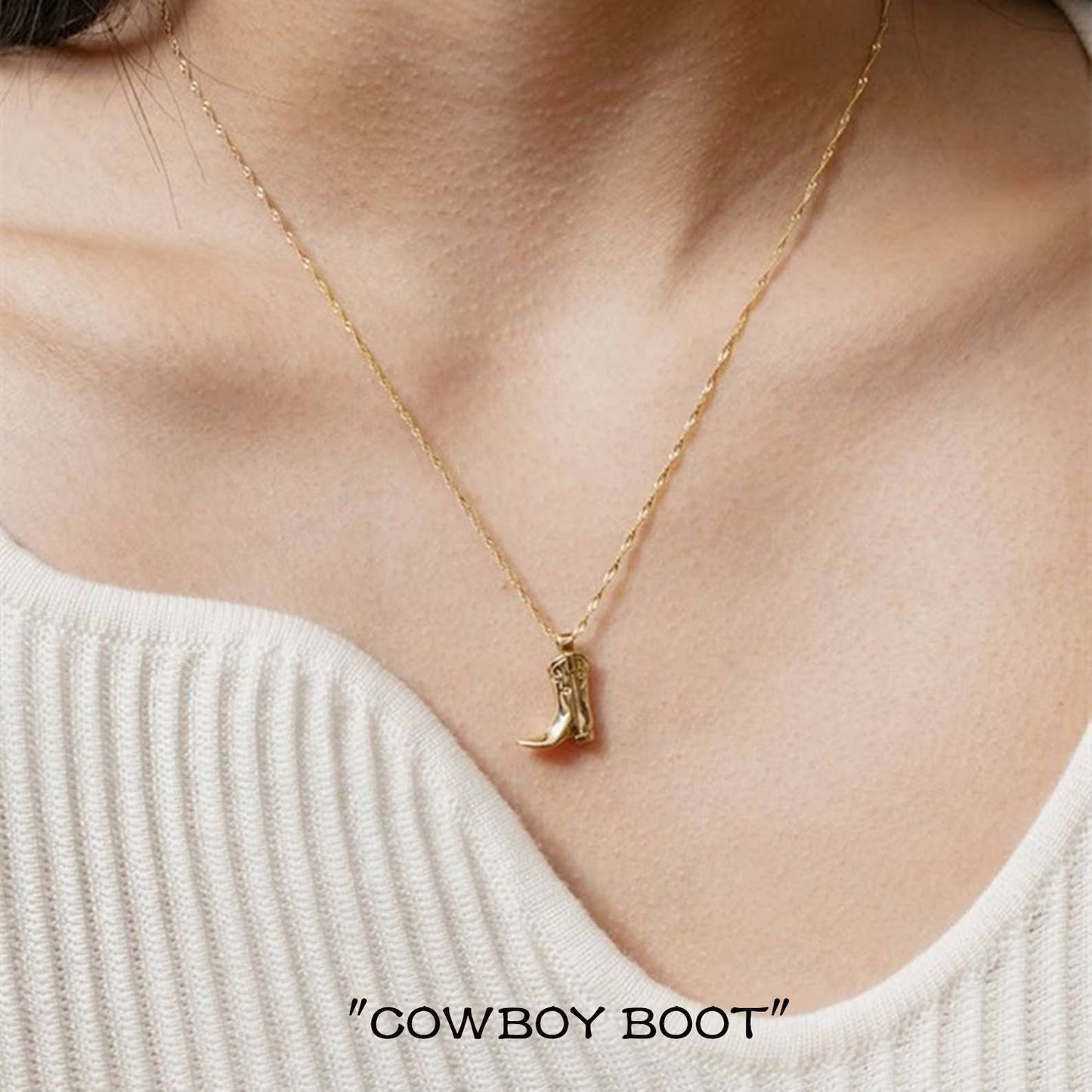 HoopLa Style - Boot Necklace 14K Stainless Steel 