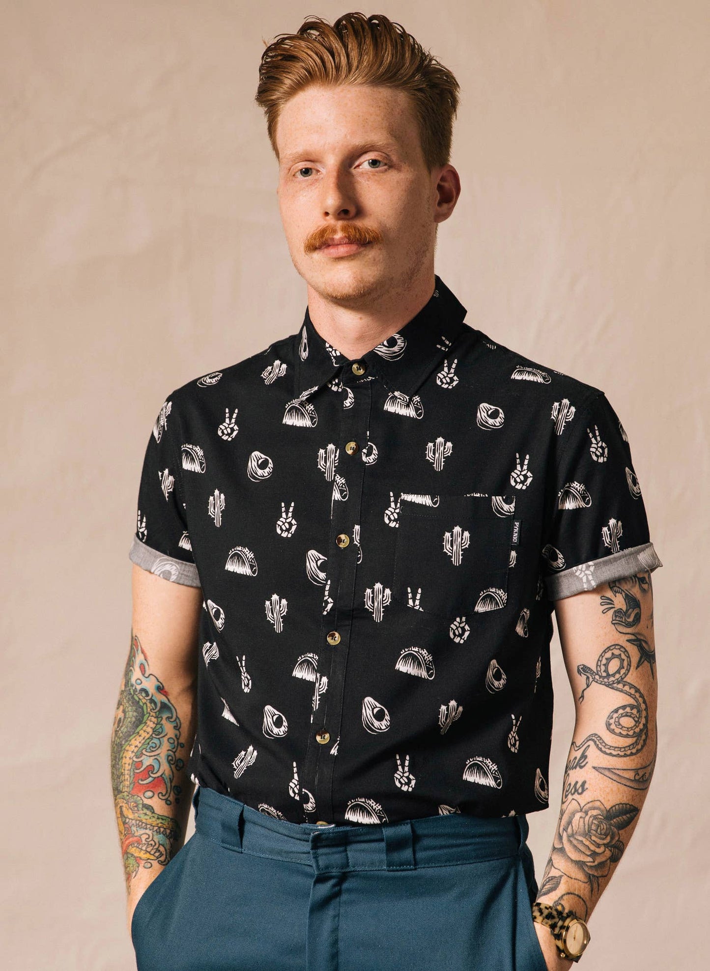 No Problemo Cactus Tacos Casual Button Down Shirt