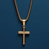 Men's Bamboo Gold Cross Pendant Necklace: 22"