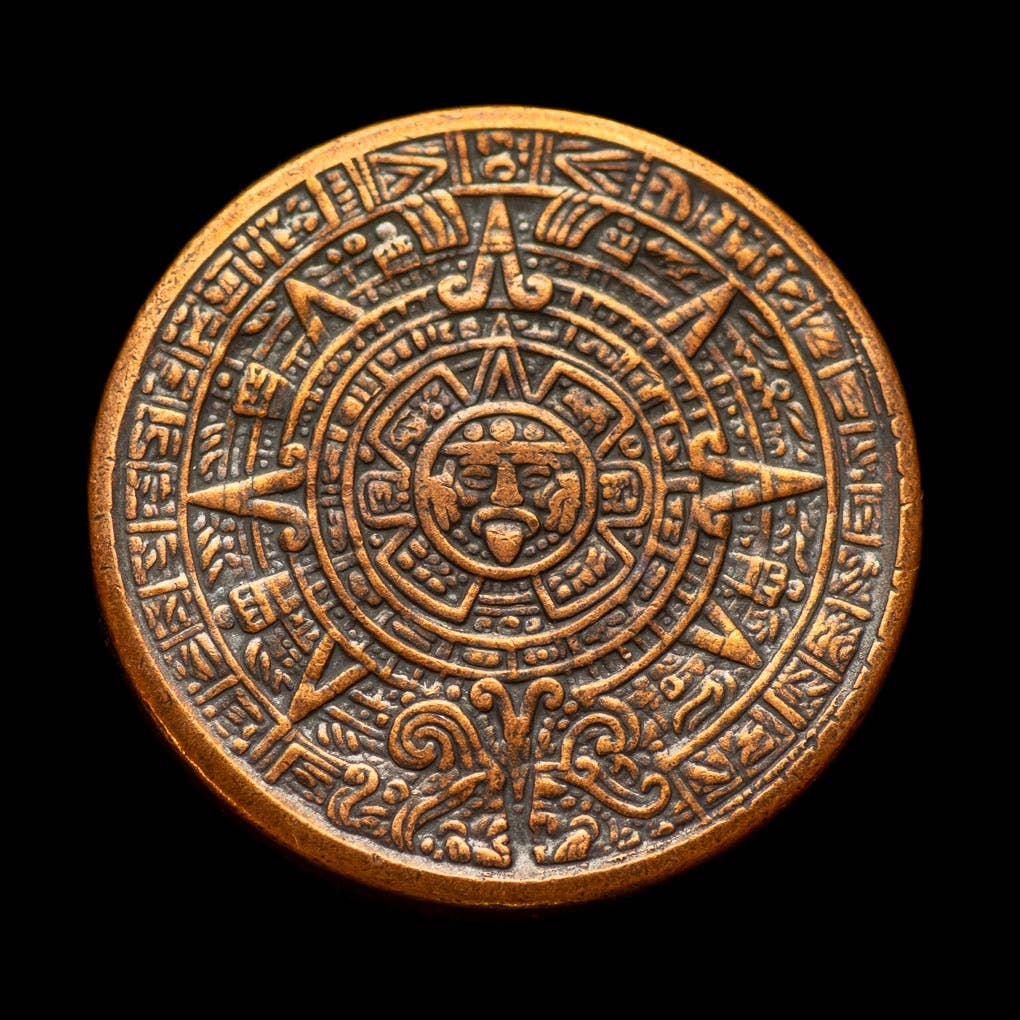 The Sun and Moon  - Aztec Sun Stone Calendar and Moon