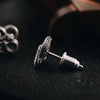 Double Snake Studs Earrings: Oxidized Silver