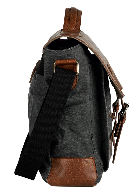 Aldrich Unisex Messenger Bag with Up-Cycled Canvas