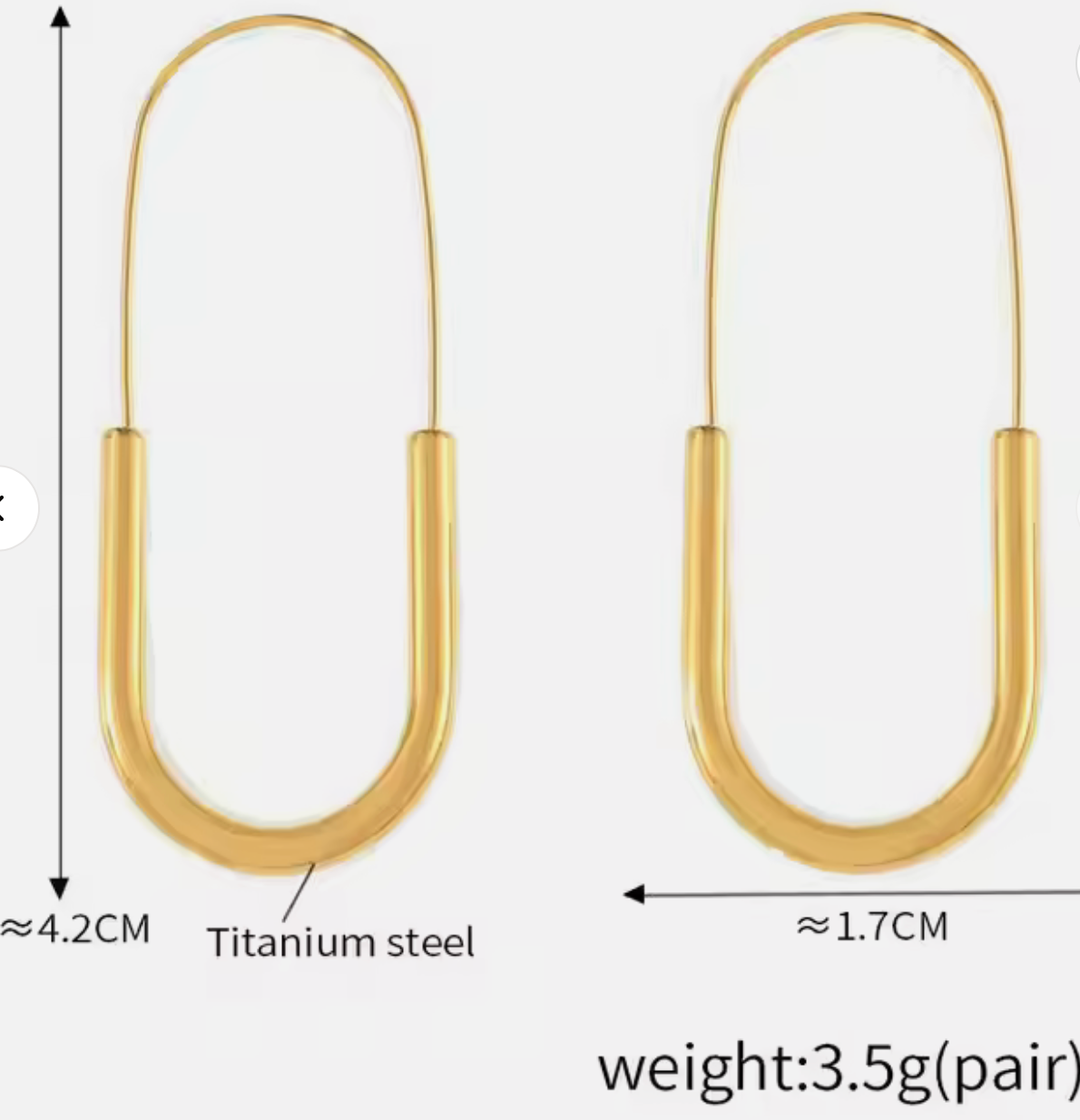 HoopLa Style - Paperclip Hoop- Drop Stainless Steel Earring: Gold