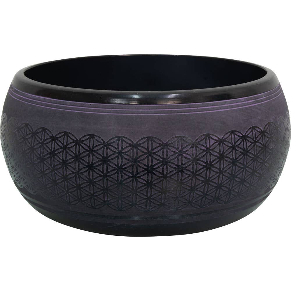 Kheops International - Singing Bowl Round Sided 6in Flower of Life Purple (Each)