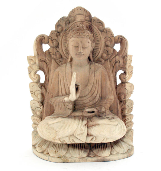 Hand Carved Wood Wall Buddha: Large