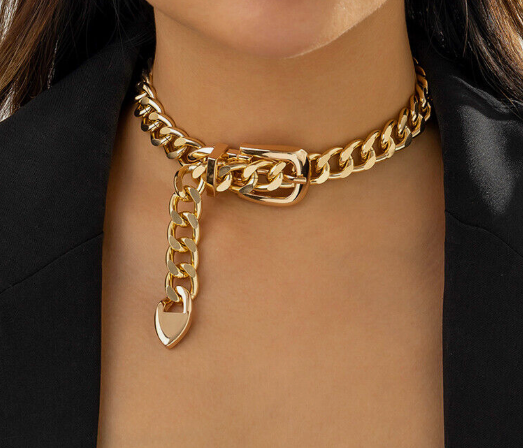 HoopLa Style - Ann- Buckle Necklace- Boucle de Sellier Collar: Gold