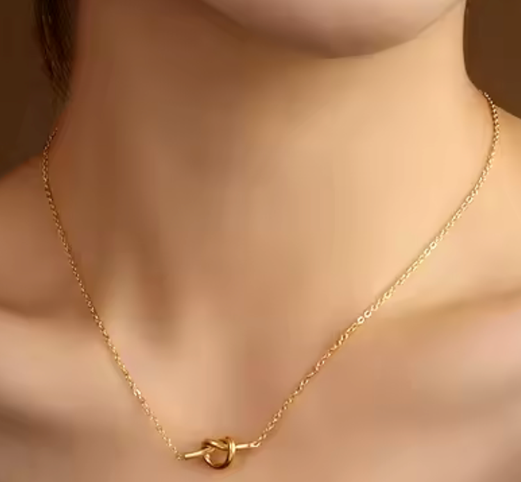 HoopLa Style - Sailor's Love knot- 14K Gold Steel Necklace