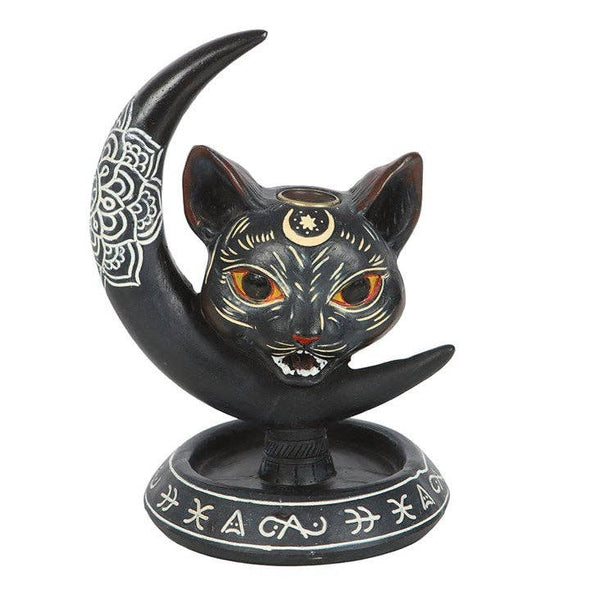 Something Different Wholesale - Gothic Black Cat Moon Backflow Incense Burner