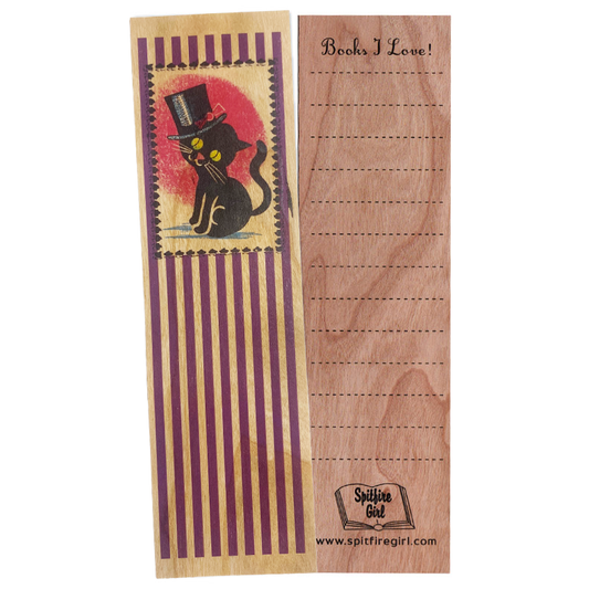 Wood Bookmark- Top Hat Kitty