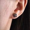 Double Snake Studs Earrings: Oxidized Silver