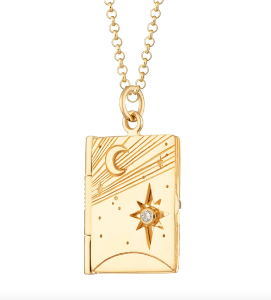 HoopLa Style - Locket-Made of stars- Celestial Locket Engraved-14K