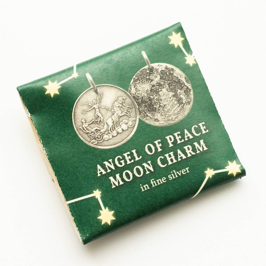 Angel of Peace Moon Silver Necklace: Charm