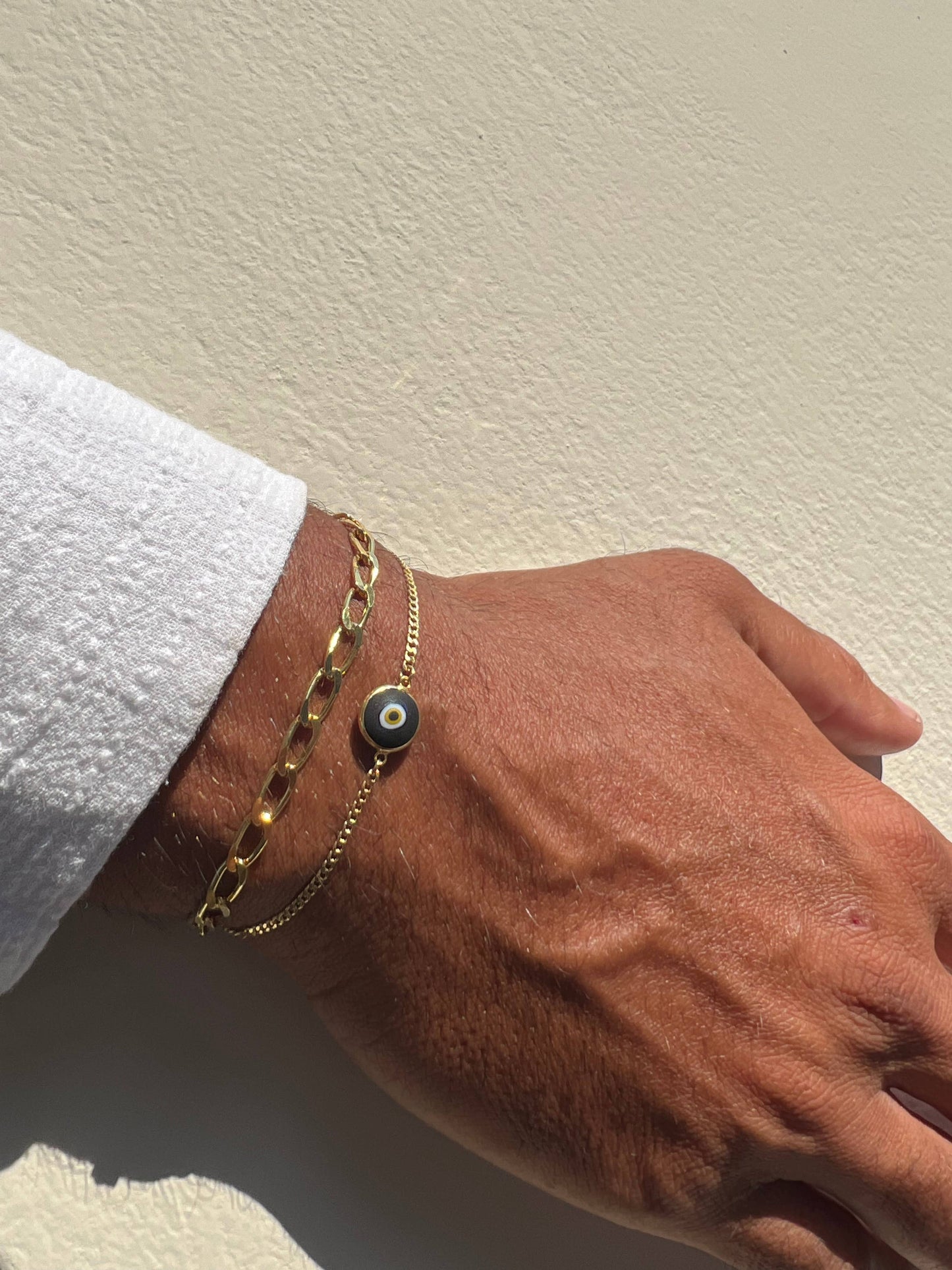 Men's Gold Evil Eye Bracelet, Protection Bracelet Men, Gold: 21cm / Evil Eye Bracelet