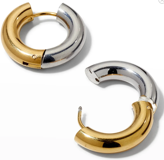 HoopLa Style - Undecided- Two Tone Earring- Hinge French Cleat Closure: Large