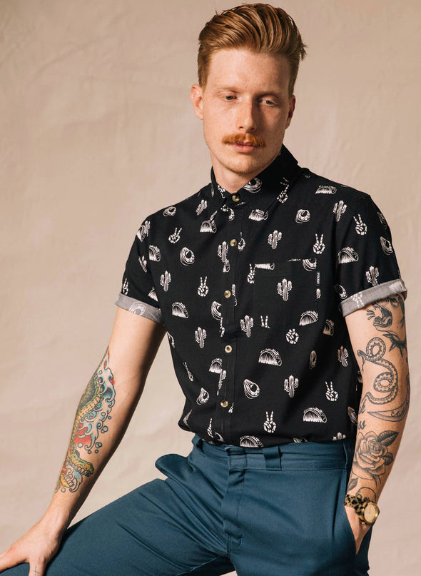 No Problemo Cactus Tacos Casual Button Down Shirt